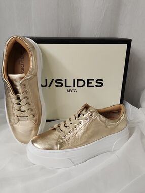 J/Slides Metallic Gold Platform Lace-Up Sneakers